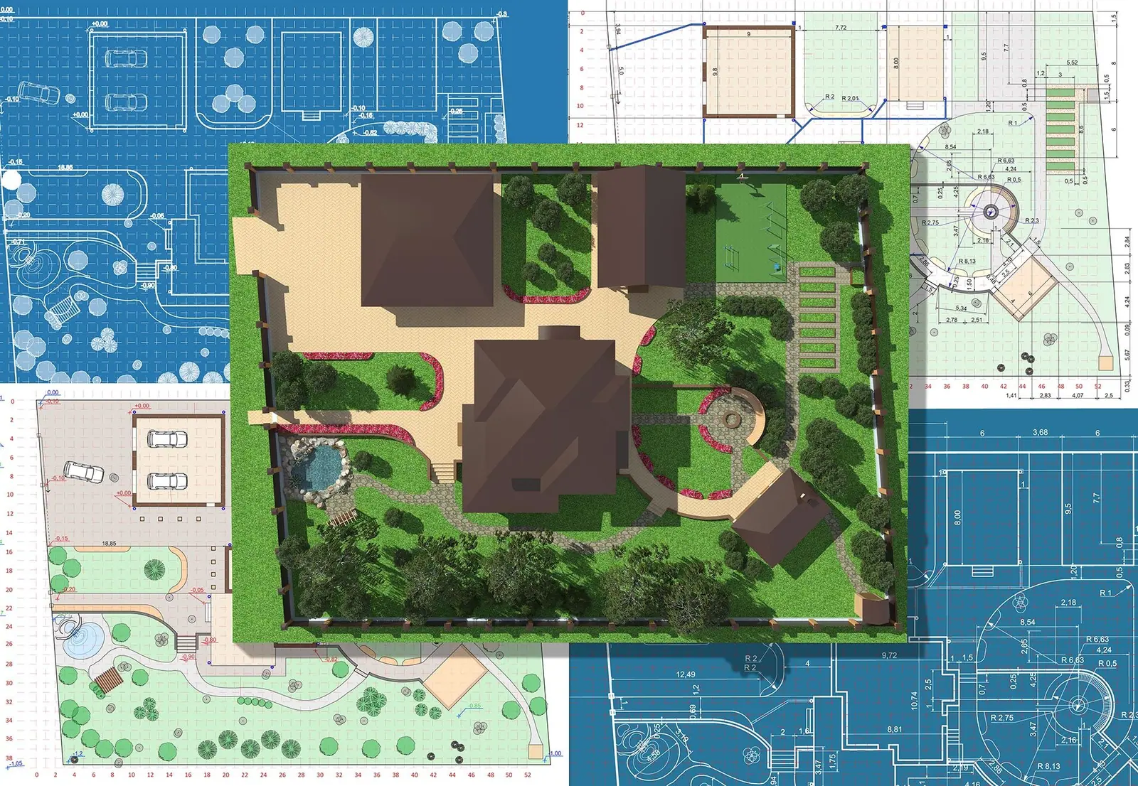 Outdoor landscaping and construction project in the Contrast Landscape project gallery